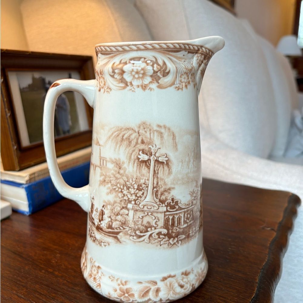 Early 20th Century Torquin Brown Pitcher Brown and White Royal Staffordshire - Picture 6 of 7